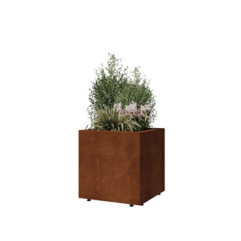 Corten-teräksinen istutuslaatikko - Neliönmuotoiset - 50 x 50 x 50 cm - Pohjalevyllä - Jaloilla