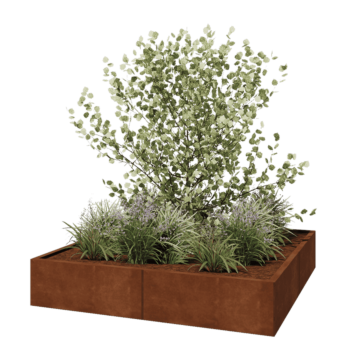 Corten-teräksinen istutuslaatikko XXL - Neliönmuotoiset - 160 x 160 x 30 cm - Ilman pohjalevyä