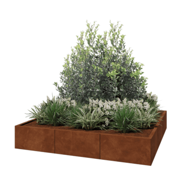 Corten-teräksinen istutuslaatikko XXL - Neliönmuotoiset - 180 x 180 x 30 cm - Ilman pohjalevyä