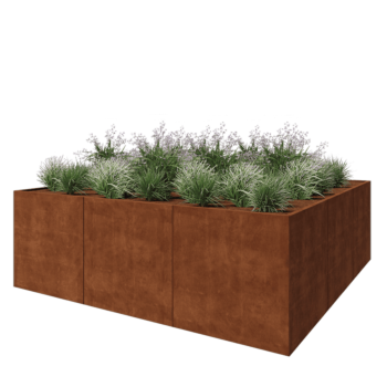 Corten-teräksinen istutuslaatikko XXL - Neliönmuotoiset - 300 x 300 x 100 cm - Ilman pohjalevyä