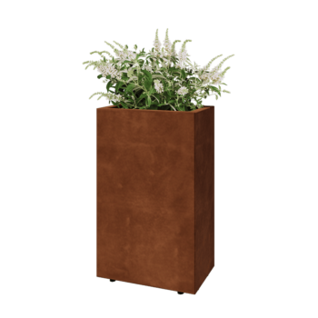 Corten-teräksinen istutuslaatikko - Suorakaiteen muotoiset - 50 x 30 x 80 cm - Pohjalevyllä - Jaloilla