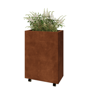 Corten-teräksinen istutuslaatikko - Suorakaiteen muotoiset - 60 x 30 x 80 cm - Pohjalevyllä - Pyörillä