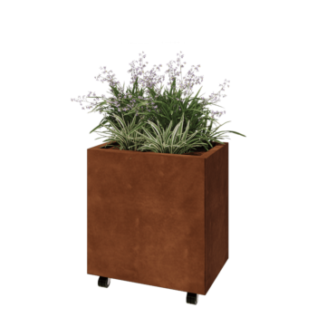 Corten-teräksinen istutuslaatikko - Suorakaiteen muotoiset - 60 x 40 x 60 cm - Pohjalevyllä - Pyörillä