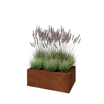 Corten-teräksinen istutuslaatikko - Suorakaiteen muotoiset - 80 x 50 x 30 cm - Pohjalevyllä