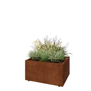Corten-teräksinen istutuslaatikko - Suorakaiteen muotoiset - 80 x 60 x 40 cm - Pohjalevyllä - Jaloilla
