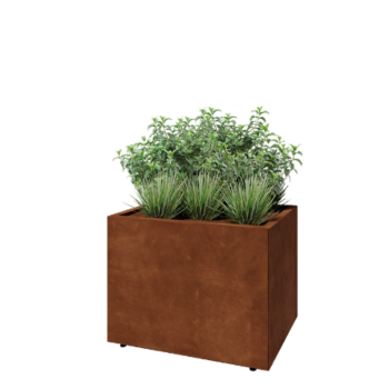 Corten-teräksinen istutuslaatikko - Suorakaiteen muotoiset - 80 x 60 x 60 cm - Pohjalevyllä - Jaloilla