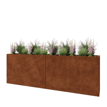 Corten-teräksinen istutuslaatikko XXL - Suorakaiteen muotoiset - 240 x 40 x 80 cm - Pohjalevyllä