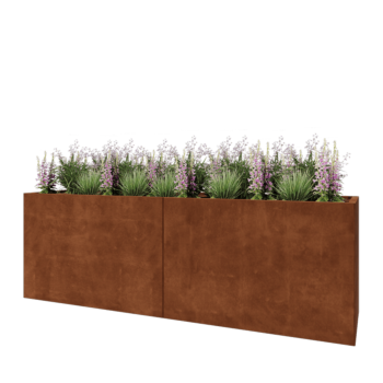 Corten-teräksinen istutuslaatikko XXL - Suorakaiteen muotoiset - 240 x 60 x 80 cm - Pohjalevyllä