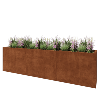Corten-teräksinen istutuslaatikko XXL - Suorakaiteen muotoiset - 300 x 50 x 80 cm - Pohjalevyllä