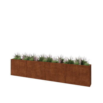Corten-teräksinen istutuslaatikko XXL - Suorakaiteen muotoiset - 400 x 30 x 80 cm - Pohjalevyllä