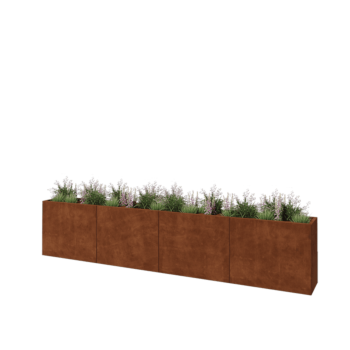 Corten-teräksinen istutuslaatikko XXL - Suorakaiteen muotoiset - 400 x 40 x 80 cm - Pohjalevyllä