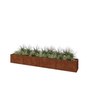 Corten-teräksinen istutuslaatikko XXL - Suorakaiteen muotoiset - 400 x 50 x 50 cm - Ilman pohjalevyä