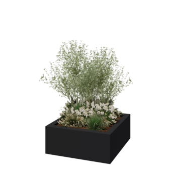 Lasikuituruukku - Neliö - 100 x 100 x 40 cm - RAL7021 matta (musta harmaa) - Pohjallinen