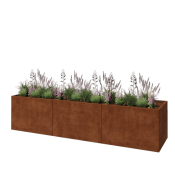 Corten-teräksinen istutuslaatikko XXL - Suorakaiteen muotoiset - 360 x 80 x 80 cm - Pohjalevyllä