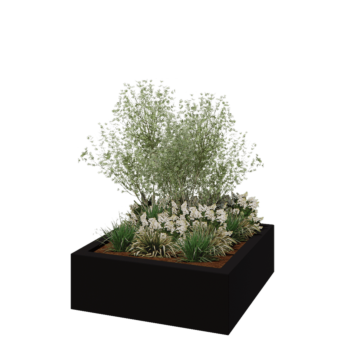 Lasikuituruukku - Neliö - 120 x 120 x 40 cm - RAL9005 matta (musta) - Pohjallinen