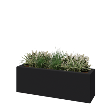 Lasikuituruukku - Suorakulmio - 120 x 30 x 40 cm - RAL7021 matta (musta harmaa) - Pohjallinen