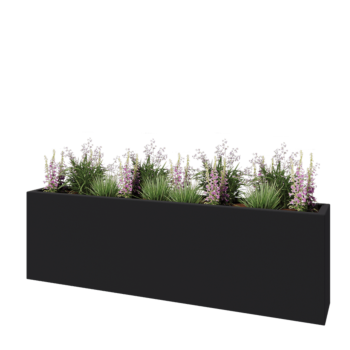 Lasikuituruukku - Suorakulmio - 200 x 30 x 60 cm - RAL7021 matta (musta harmaa) - Pohjallinen