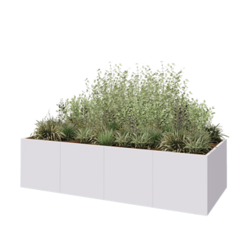 Teräksinen istutuslaatikko XXL - Suorakaiteen muotoiset - 320 x 120 x 80 cm - RAL9010 matta (valkoinen) - Pohjalevyllä