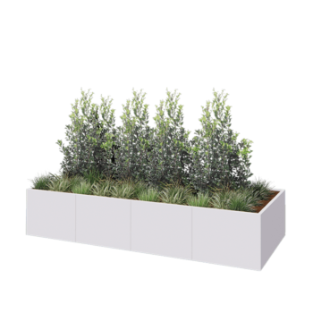 Teräksinen istutuslaatikko XXL - Suorakaiteen muotoiset - 320 x 120 x 60 cm - RAL9010 matta (valkoinen) - Ilman pohjalevyä