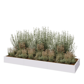 Teräksinen istutuslaatikko XXL - Suorakaiteen muotoiset - 360 x 100 x 30 cm - RAL9010 matta (valkoinen) - Ilman pohjalevyä