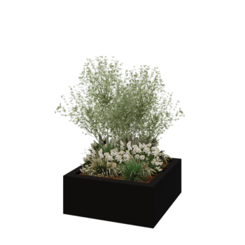 Lasikuituruukku - Neliö - 100 x 100 x 40 cm - RAL9005 matta (musta) - Pohjallinen