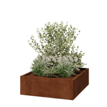 Corten-teräksinen istutuslaatikko - Neliönmuotoiset - 120 x 120 x 40 cm - Hitsattu - Ilman pohjalevyä