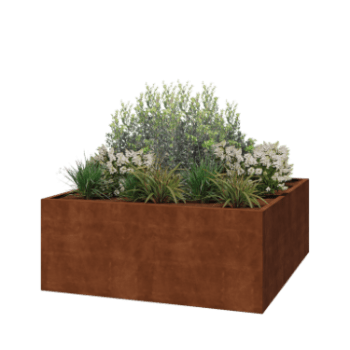 Corten-teräksinen hitsatut istutuslaatikko Montana 200 x 200 x 80 cm