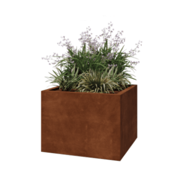 Corten-teräksinen istutuslaatikko - Neliönmuotoiset - 80 x 80 x 60 cm - Hitsattu - Pohjalevyllä