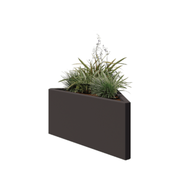 Teräksinen istutuslaatikko - Kolmikulmaiset tasakylkinen - 83,9 x 46,4 x 40 cm - RAL7016 matta (antrasiitinharmaa) - Ilman pohjalevyä