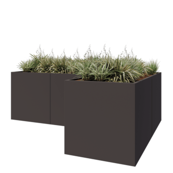Teräksinen istutuslaatikko - L-muotoinen - 300 x 200 x 80 cm - Muu RAL-väri - Ilman pohjalevyä