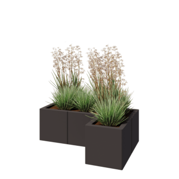 Teräksinen istutuslaatikko - L-muotoinen - 90 x 60 x 30 cm - Muu RAL-väri - Pohjalevyllä