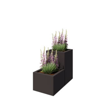 Teräksinen istutuslaatikko - 2-portainen malli - 80 x 40 x 60 cm - RAL7016 matta (antrasiitinharmaa) - Ilman pohjalevyä