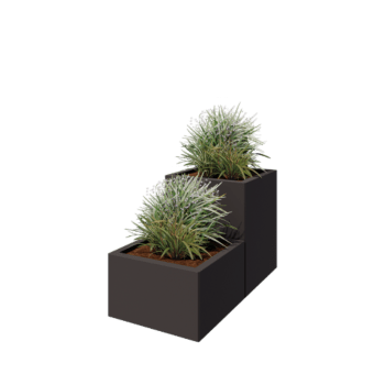 Teräksinen istutuslaatikko - 2-portainen malli - 100 x 50 x 60 cm - RAL7016 matta (antrasiitinharmaa) - Pohjalevyllä