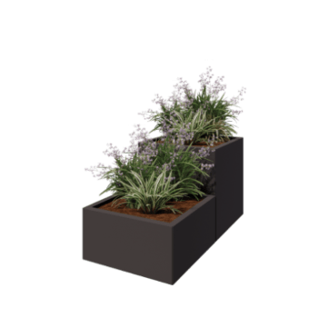 Teräksinen istutuslaatikko - 2-portainen malli - 120 x 60 x 60 cm - RAL7016 matta (antrasiitinharmaa) - Ilman pohjalevyä