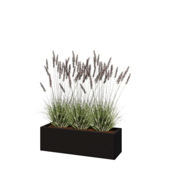 Teräksinen istutuslaatikko - Suorakaiteen muotoiset - 100 x 30 x 30 cm - RAL9005 matta (musta) - Ilman pohjalevyä