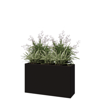 Teräksinen istutuslaatikko - Suorakaiteen muotoiset - 100 x 30 x 60 cm - RAL9005 matta (musta) - Pohjalevyllä