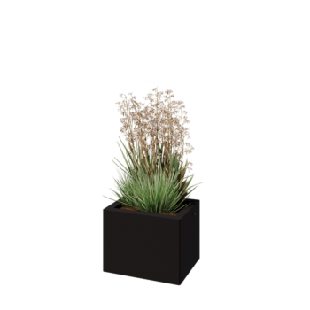 Teräksinen istutuslaatikko - Suorakaiteen muotoiset - 40 x 30 x 30 cm - RAL9005 matta (musta) - Pohjalevyllä