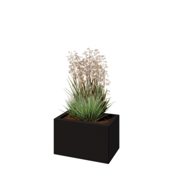 Teräksinen istutuslaatikko - Suorakaiteen muotoiset - 50 x 30 x 30 cm - RAL9005 matta (musta) - Pohjalevyllä