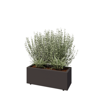 Teräksinen istutuslaatikko - Suorakaiteen muotoiset - 80 x 30 x 30 cm - RAL7016 matta (antrasiitinharmaa) - Pohjalevyllä - Jaloilla