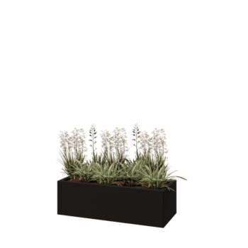 Teräksinen istutuslaatikko - Suorakaiteen muotoiset - 100 x 40 x 30 cm - RAL9005 matta (musta) - Ilman pohjalevyä