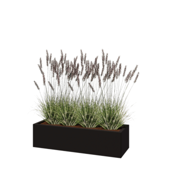 Teräksinen istutuslaatikko - Suorakaiteen muotoiset - 120 x 40 x 30 cm - RAL9005 matta (musta) - Pohjalevyllä