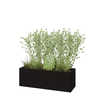 Teräksinen istutuslaatikko - Suorakaiteen muotoiset - 120 x 40 x 40 cm - RAL9005 matta (musta) - Pohjalevyllä