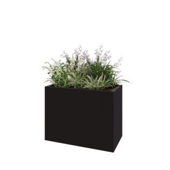 Teräksinen istutuslaatikko - Suorakaiteen muotoiset - 80 x 40 x 60 cm - RAL9005 matta (musta) - Ilman pohjalevyä