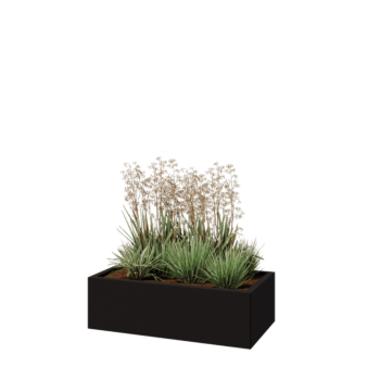 Teräksinen istutuslaatikko - Suorakaiteen muotoiset - 100 x 50 x 30 cm - RAL9005 matta (musta) - Pohjalevyllä