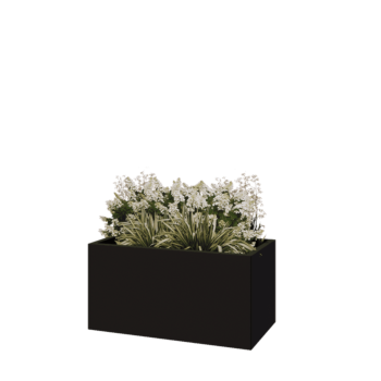 Teräksinen istutuslaatikko - Suorakaiteen muotoiset - 100 x 50 x 50 cm - RAL9005 matta (musta) - Pohjalevyllä