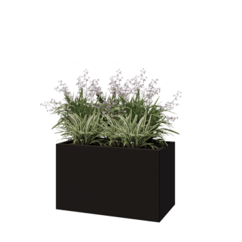 Teräksinen istutuslaatikko - Suorakaiteen muotoiset - 100 x 50 x 60 cm - RAL9005 matta (musta) - Pohjalevyllä