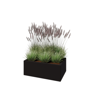 Teräksinen istutuslaatikko - Suorakaiteen muotoiset - 80 x 50 x 30 cm - RAL9005 matta (musta) - Pohjalevyllä