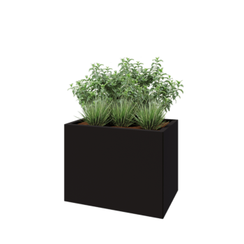 Teräksinen istutuslaatikko - Suorakaiteen muotoiset - 80 x 50 x 60 cm - RAL9005 matta (musta) - Pohjalevyllä