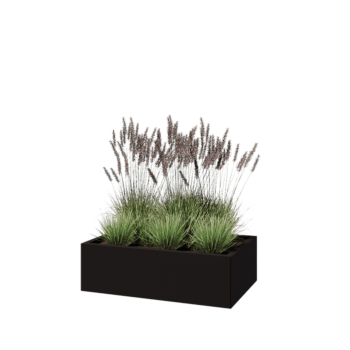 Teräksinen istutuslaatikko - Suorakaiteen muotoiset - 100 x 60 x 30 cm - RAL9005 matta (musta) - Pohjalevyllä