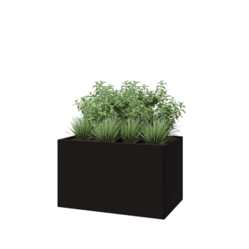 Teräksinen istutuslaatikko - Suorakaiteen muotoiset - 100 x 60 x 60 cm - RAL9005 matta (musta) - Pohjalevyllä